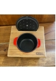 Lava Cast Iron Pan and Wooden Stand 10 cm Red