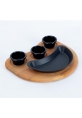 lava cast iron presentation plate with wooden stand