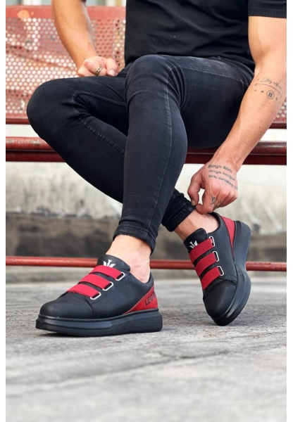 W29 Black Red  Casual Men's Shoes Thick Sole 