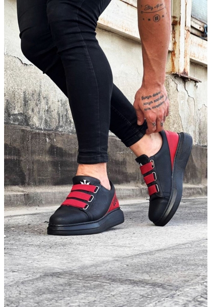 W29 Black Red  Casual Men's Shoes Thick Sole 