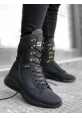 Men's Lace-up High-Sole Boxer Sport Boots Black 2