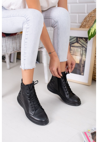 DIANA GENUINE LEATHER BOOTS ERC1090 BLACK