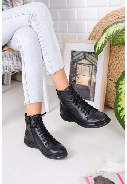 DIANA GENUINE LEATHER BOOTS ERC1090 BLACK