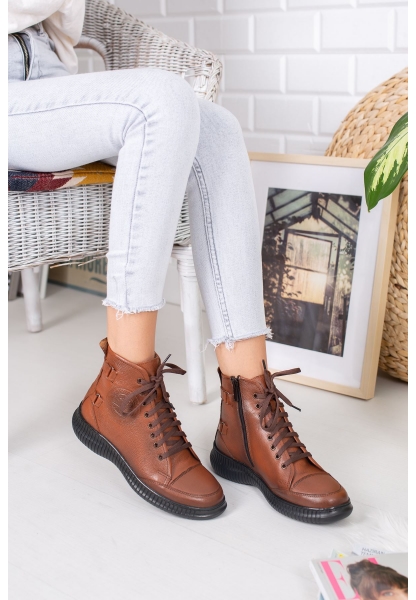 DIANA GENUINE LEATHER BOOTS ERC1090 TAN