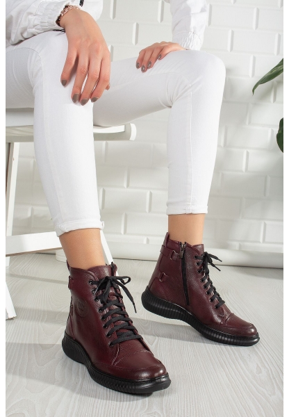 DIANA GENUINE LEATHER BOOTS ERC1090 BURGUNDY