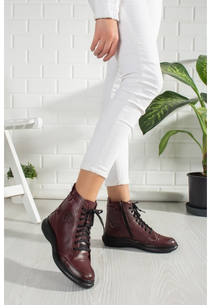 DIANA GENUINE LEATHER BOOTS ERC1090 BURGUNDY