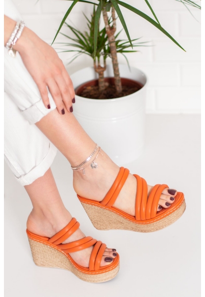 TENRO FILLED HEELED SLIPPER LZT5009 ORANGE