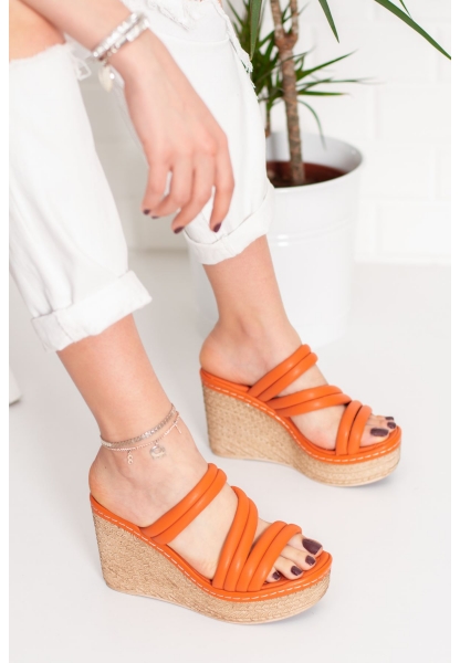 TENRO FILLED HEELED SLIPPER LZT5009 ORANGE