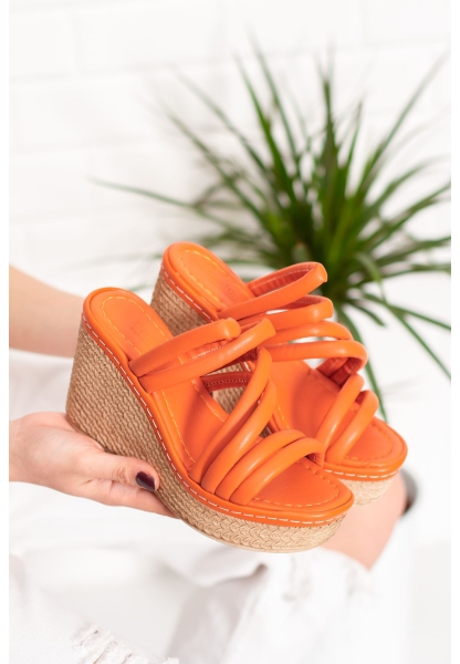 TENRO FILLED HEELED SLIPPER LZT5009 ORANGE