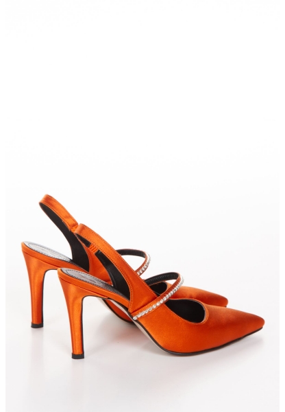 NASRITA HEELED SHOES BYC2103 ORANGE SATIN