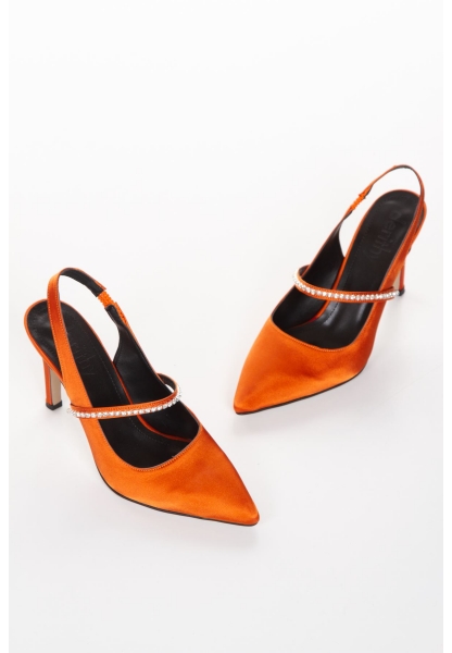 NASRITA HEELED SHOES BYC2103 ORANGE SATIN