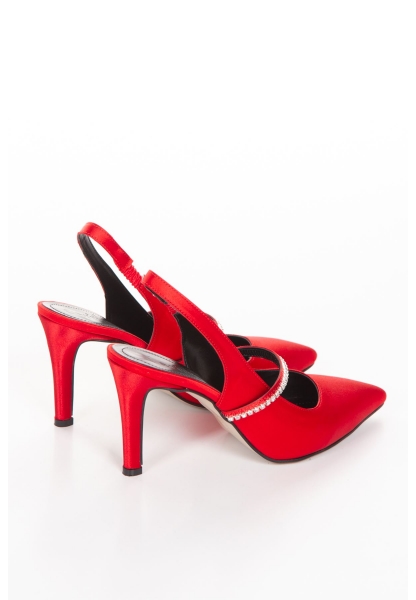 NASRITA HEELED SHOES BYC2103 RED SATIN