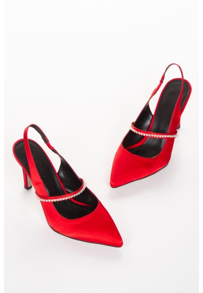 NASRITA HEELED SHOES BYC2103 RED SATIN