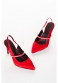 NASRITA HEELED SHOES BYC2103 RED SATIN