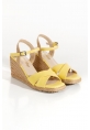 Matted Women's Mesh Fılled Heel Shoes DSR0302 Yellow