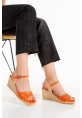 Matted Women's Mesh Fılled Heel Shoes DSR0302 Orange