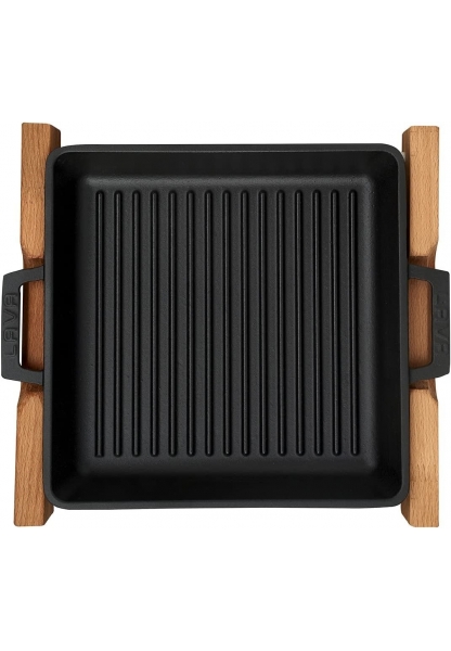 Steak Pan Cast Iron Steak Grill Pan square pan 26x26 cm frying pans with wooden stand suitable for gas stoves