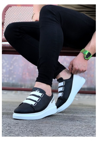 W29 Black White Thick Sole Casual Men's Shoes