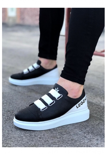 W29 Black White Thick Sole Casual Men's Shoes